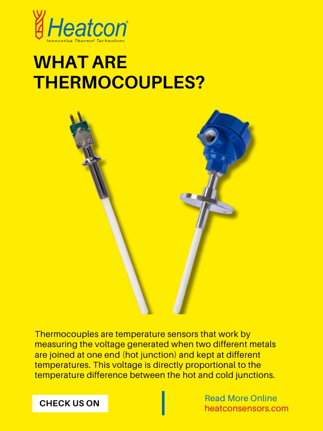 A variety of thermocouples of different types and sizes.