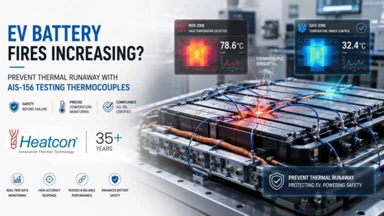 EV Battery Fires Increasing? Prevent Thermal Runaway with Heatcon Sensors’ AIS-156 Testing Thermocouples