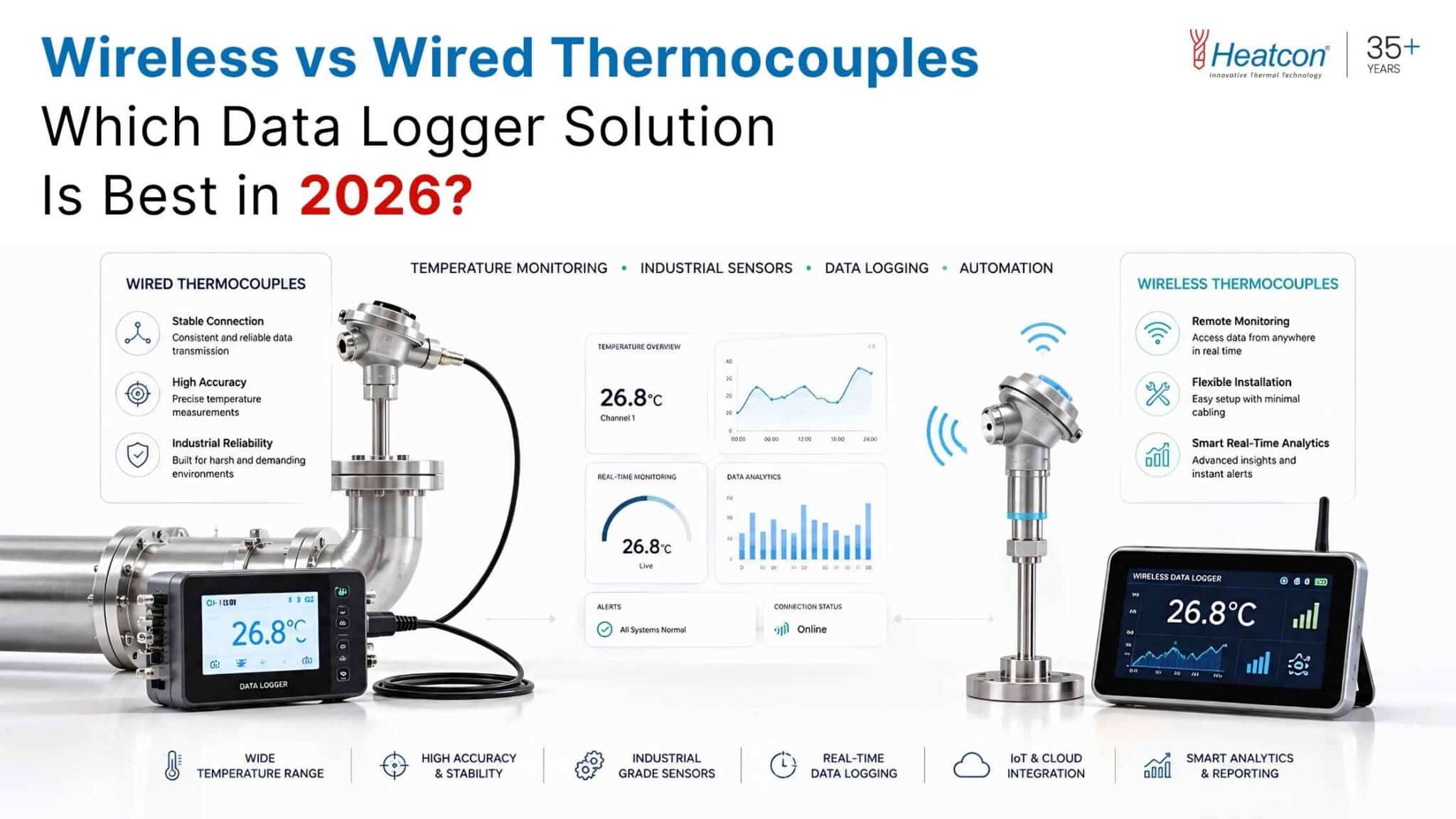 Wireless Thermocouple Data Loggers Comparison Guide 2026 | Heatcon Sensors
