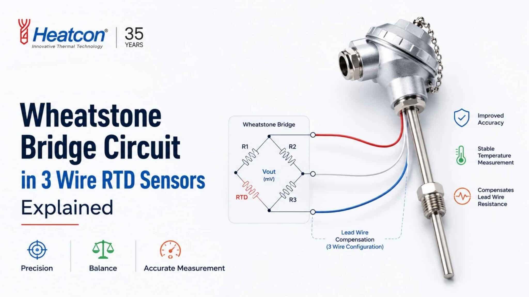 Wheatstone Bridge Circuit in 3 Wire RTD Sensors Explained - Heatcon Sensors